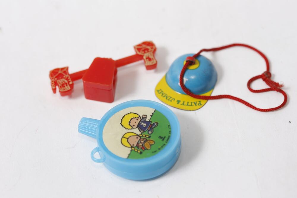 1970s Sanrio Patty & Jimmy Small Toy Charm Mascot Japan Lot Swing Hat Bottle ~